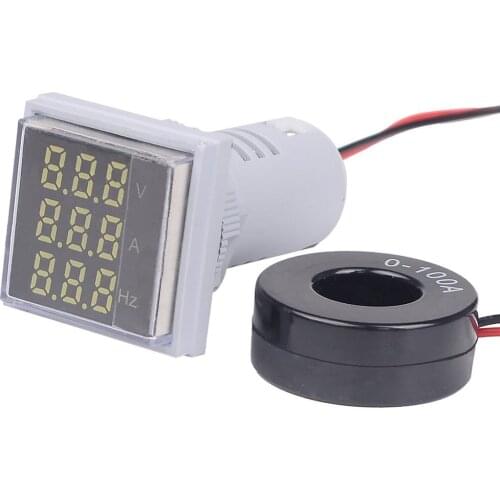 ST17VAH 3 In 1 Voltmeter Ammeter At Hz Digital Voltage Indicator AC 60-500V 0-100A 20-75Hz 3 In 1 Indicator