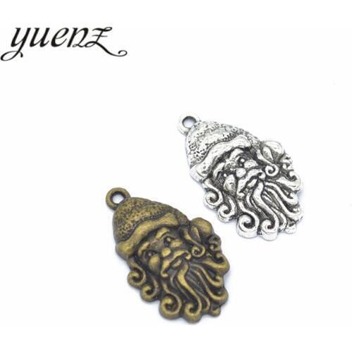 YuenZ 5pcs 2 color Antique Silver color Santa Claus Charms Zinc alloy Pendant Jewelry DIY Necklace earring 29*16mm I146