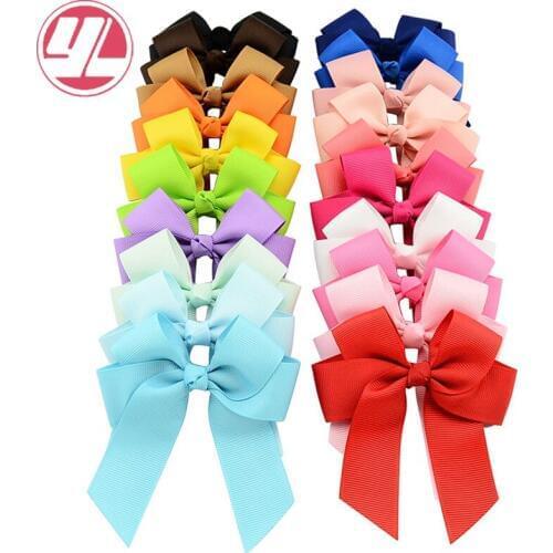 20Pcs/Set Girls 9cm *10.5cm Satin Ribbon Bowknot Hair Clips Kids Barrette Hairgrips Children Ponytail Hair Accessories 617