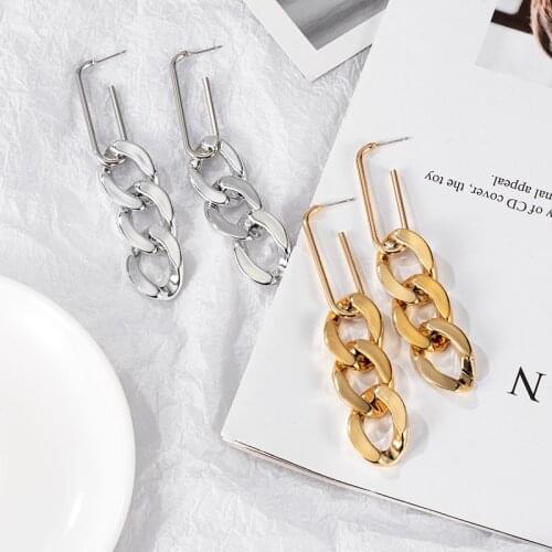 2021 Long Chain Type Tassels Golden Silver Color Metal Earring For Women Statement Unusual Fashion Drop Earrings Female Jewelry