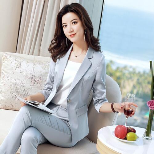 Womens suit trousers suit autumn new commuter slimming and comfortable waist professional temperament womens two-piece suit