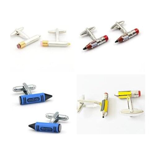 10pairs/lot Colorful Crayon Cufflinks Enamel Plating Pastel Pencil Cuff Links Shirt Cuff Button Mens Jewelry Accessory Gift