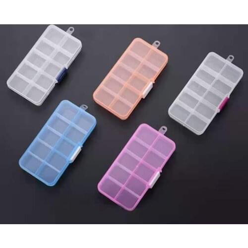 10 Sections Plastic Storage Jewelry Box Compartment Adjustable Container for Beads Earring Box for Jewelry Rectangle Box Case