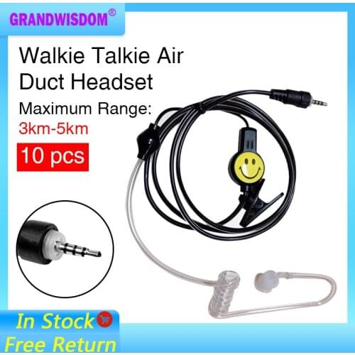 10 pcs Walkie Talkie Smile Earpiece Dual PTT Ear Hanging Headset Earphone for Puxing for Baofeng for Ham Two Way Radio