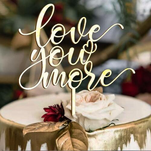 20pcs fall in love love you more wood anniversary cake topper wedding topper