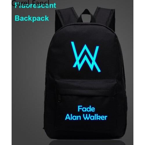 2021 Fluorescent Luminous Fade Alan Walker Prints Boy Girl School Bag Women Bagpack Teenagers Schoolbags Student Backpacks