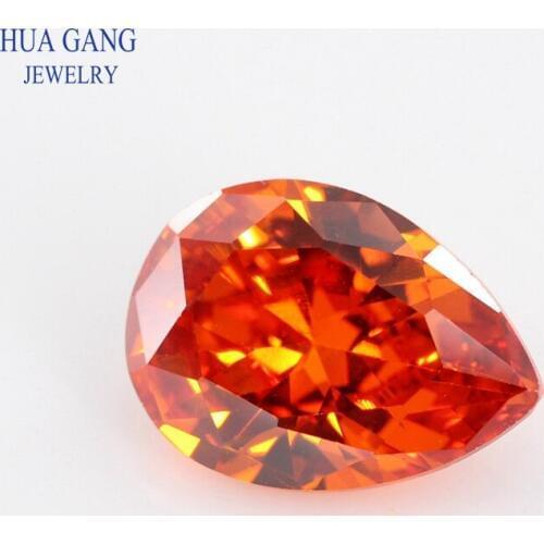 2x3~18x25mm Pear Shape Cut 5A Orange CZ Stone Synthetic Gems Cubic Zirconia For Jewelry Wholesale Free Shipping