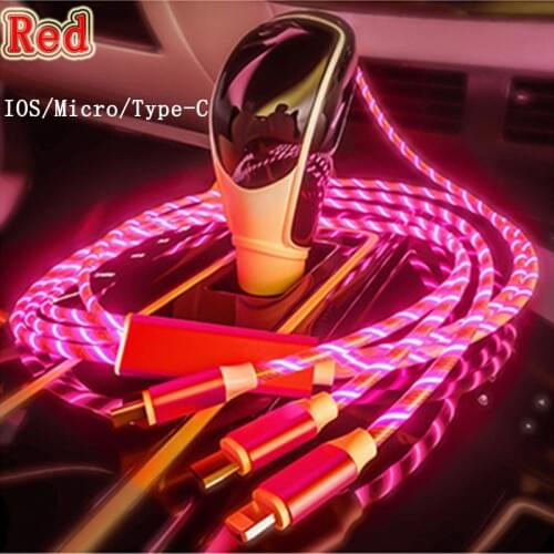 3in1 LED USB Cable Micro USB TypeC Charging Cable For IPhone12 HuaweiP30 Samsung Xiaomi Micro USB Charge Cable