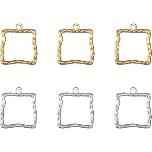 5pcs/Lot Real Stainless Steel Hollow Square Charms Pendants for DIY Making Necklace Bracelet Earring Fashion Jewelry