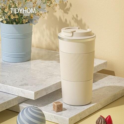 500ml Modern Minimalist Coffee Mark Vacuum Flask Stainless Steel Cup Coffee Cup Mug Portable Handy Cup Milk Juice Cappuccino Cup