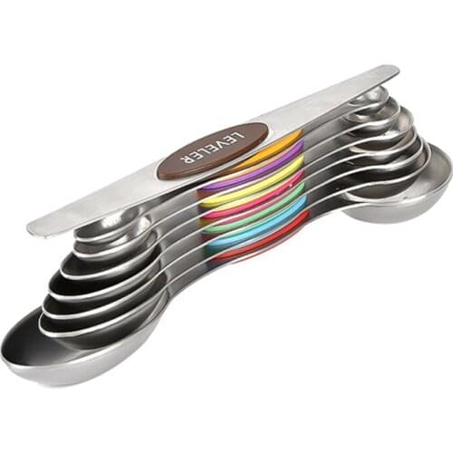 8PCS Stainless Steel Double Head Measuring Spoon Magnetic Measuring Spoon Measuring Cup Spoon Kitchen Accessories