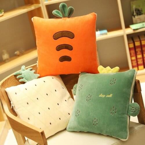 Car Pillow Quilt Dual-use Nap Air Conditioning Pillow Blanket Cartoon Quilt Pillow Cushion Cover
