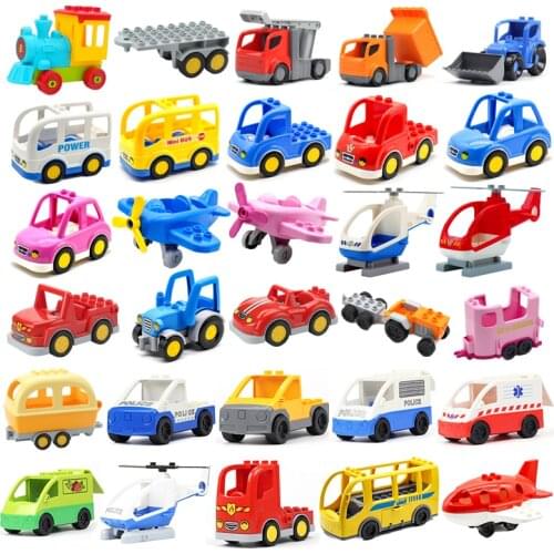 Vehicle big building blocks trucks accessories compatible Duplos car model Ambulance Bulldozer education Toys For children Gift