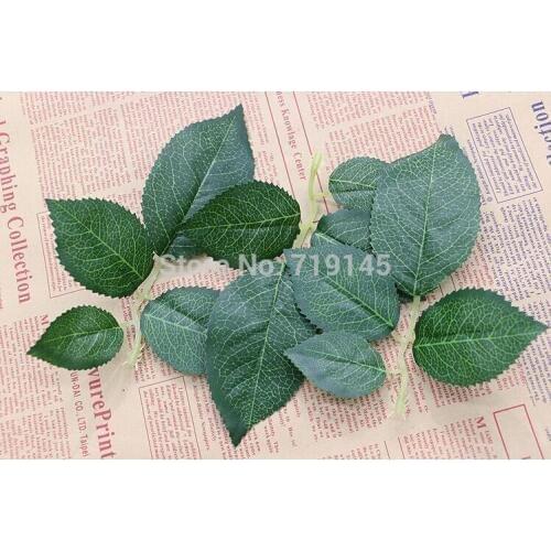 Diy green rose 5 leaves artificial fake rose flower leaf DIY handmade decorative ronde flower accessorries home decoration