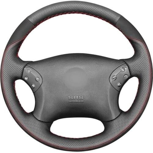 Hand Sew Black Genuine Leather Suede Car Steering Wheel Cover for Mercedes Benz W203 C-Class 2001 2002 2003 2004 2005 20062007