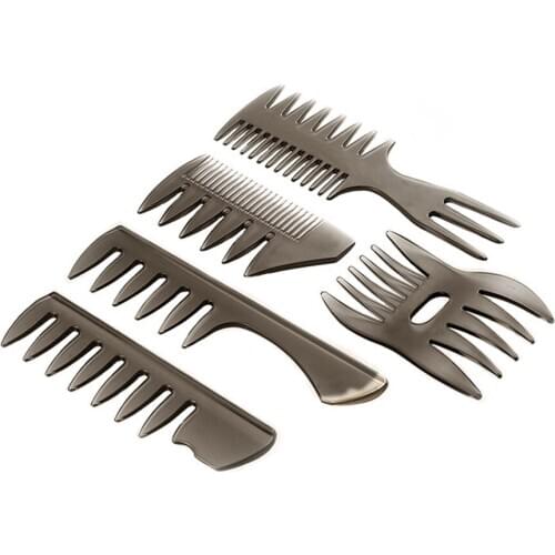 5pcs/lot Double Side Tooth Combs Fish Bone Shape Hair Brush Barber Hair Dyeing Cutting Coloring Brush Man Hairstyling Tool
