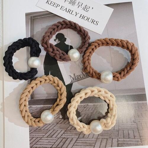 3pcs/lot Elastic Hair Band Women Hair Ties Simplicity Elegant Hand Made Pearl Hair Rubber Band Girls Hair Accessories Hair Ties