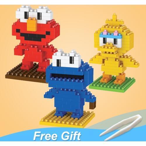 Sesame Street Elmo Big Bird Cookie-Monster Diamond Building Blocks Mini Blocks Model Toy For Girls Boys