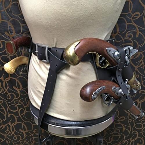 Steampunk Pirate Belt Flintlock Pistol Holster Gun Blunderbuss Harness Sash Cowboy Costume Kit Revolver Accessory For Men Women
