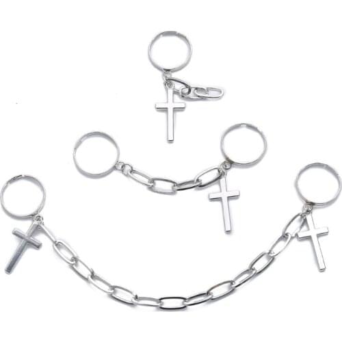 3 Pcs/Set Punk Cross Knuckle Rings with Link Chain Tassel Finger Ring for Women Men Teens Girls Jewelry