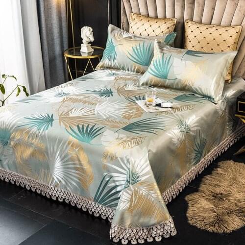 600D High-Grade Jacquard Bed Sheet Mat Set, Home Hollow Lace Ice Silk Mat, Exquisite And Elegant