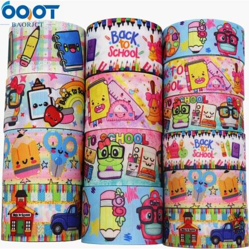 M-21409-391,25MM,38MM 10Yards Stationery Series Cartoons Printed Grosgrain Ribbons,Clothing Bow Cap DIY Decorations Materials