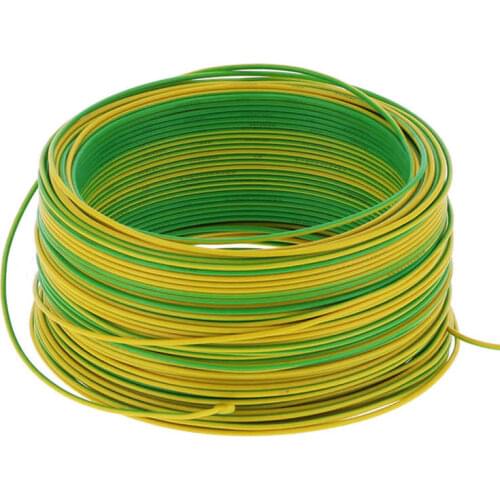 Copper PVC Insulated Cable 7-Core Electrical Wire BV-1x1 100meter Yellow Green AC300V