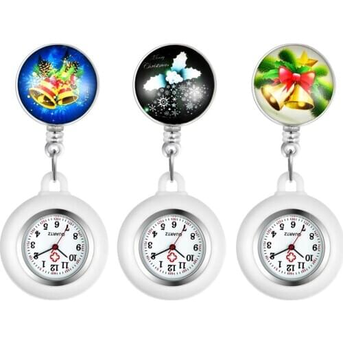 LANCARDO 2020 lovely cute cartoon Christmas Gift Nurse Pocket Watches doctor Retractable scalable Rubber Badge Fob brooch Watch