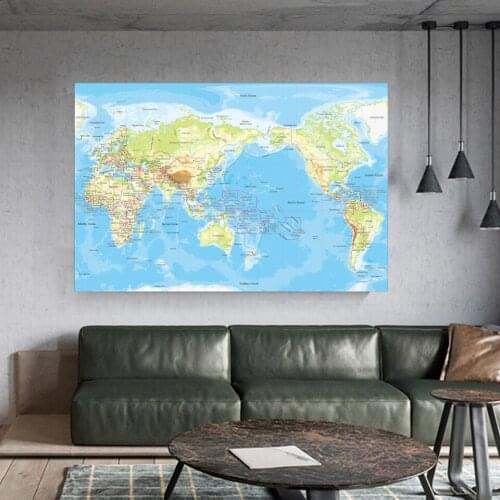 Multisize Topographic Map Personalized Canvas Map of Topographic Posters and Prints Home Office School Decorative Wall Stickers
