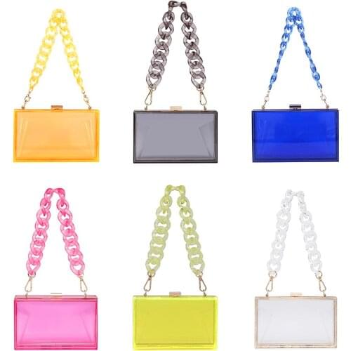 Fashion Women Acrylic Transparent Shoulder Crossbody Messenger Bag Casual Ladies Chain Mini Square Box Handbags Purse
