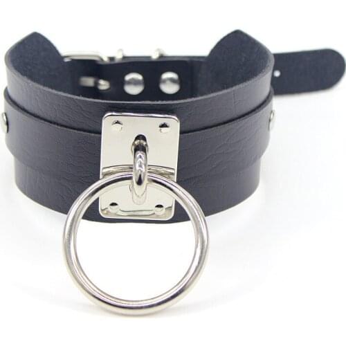 Fashion Punk Round Black Leather Choker Necklaces Collar Women Goth Choker Necklace Gothic Necklace Accessories Jewelry