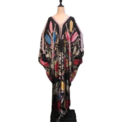 Fashion Thailand Summer sundress Kaftan Party Beach Vestido Baggy Dashiki Loose Printed Malaysia Muslim abaya long dress