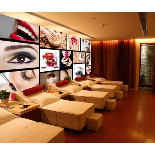 Bacal Europe and the United States fashion beauty salons semi-permanent facial brow lip nail wall custom 3D mural wallpaper
