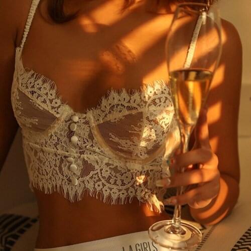 Sexy Lingerie French Bra Women Underwear Lace Mesh Cutout Flower Embroidery Bralette Comfort Push up Eyelash Female Underwear