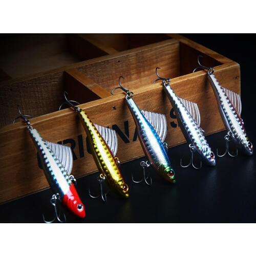 2017 New 7cm/18g Vib Fishing Lure Pencil Laser with Transparent Plastic Fish Fin Bait Minnow