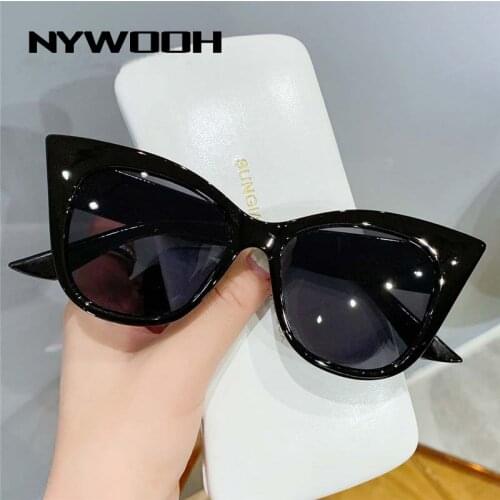 NYWOOH Black Oversized Sunglasses Women Vintage Cat Eye Sun Glasses Gradient Brand Designer Sunglass Shades for Ladies