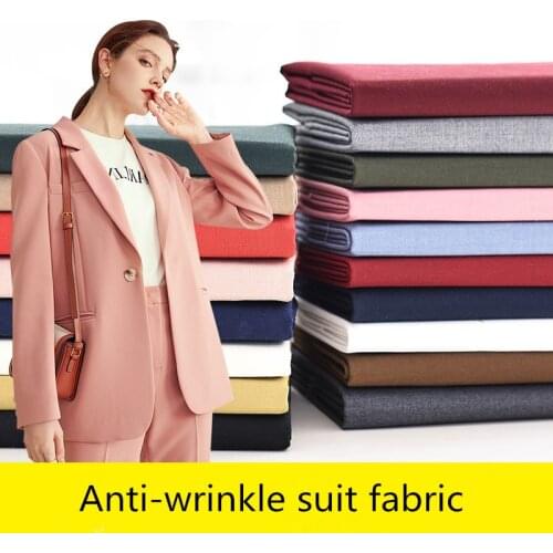 Black Fabric Anti-wrinkle Solid Color Suit Uniform Fabric Fashion Pants Dress Sewing White Blue Pink Brocade Blending Polyester
