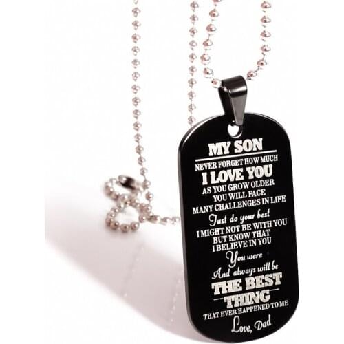 Stainless Steel Necklace For Women Military Army Dog Tag MY SON DAUGHTER LOVE DAD MOM Dog Tags Jewelry Gift For Men Women
