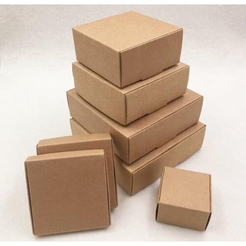 20pcs 6 size Aircraft Brown Gift Packaging Kraft Paper Box For Jewelry\Wedding\Candy\Crafts\Cake\Handmade Soap Packing boxes