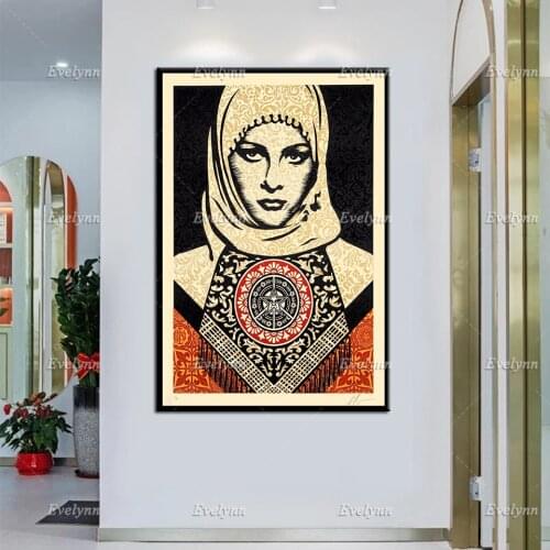 Pop Art,'Arab-Women-white',Nordic Retro Posters Minimalism Canvas Painting Wall Art Prints Home Decor Canvas Unique Gift