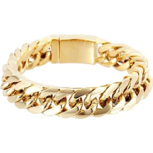 Luxurious Men Nracelet Plated Gold Bracelet Stainless Steel Bracelet Bangles Charm Bracelet Men Jewelry