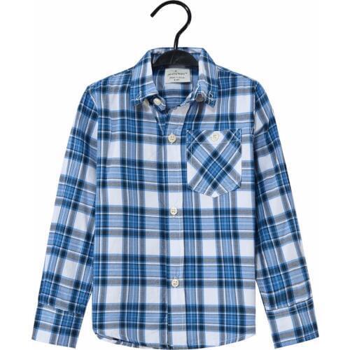 Hooyi 2018 Grid Boys Shirts Blue Plaid Check Childrens Clothing Shirt Tops 2 3 4 5 6 7 8 9 10 Year Kids T-Shirts Tops Handsome