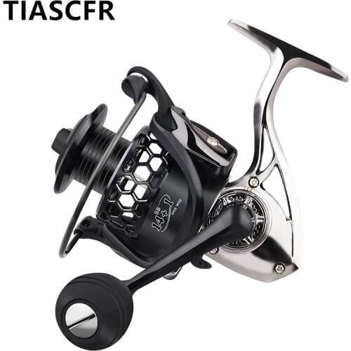 TIASCFR Spinning Fishing Reel Metal 14+1BB XS1000-7000 Series Water Resistance Ultra Light Reel High Gear Ratio Spinning Wheel