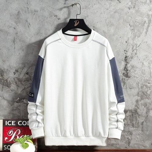New Fashion Long Sleeve Mens Side Stripe Sweatshirts Men Hoodie Mens Casual O-Neck Patchwork Mens Sweatshirt