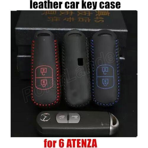 Only Red high quality car styling Hand sewing car key case cover Genuine quality leather fit for MAZDA CX NEW5 AXELA 6 ATENZA