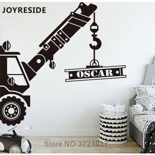 Tractor Customed Name Wall Decals Boys Toy Palyroom Decor Wall Decal Vinyl Wall Stickers Home Kids Bedroom s Decoration M292