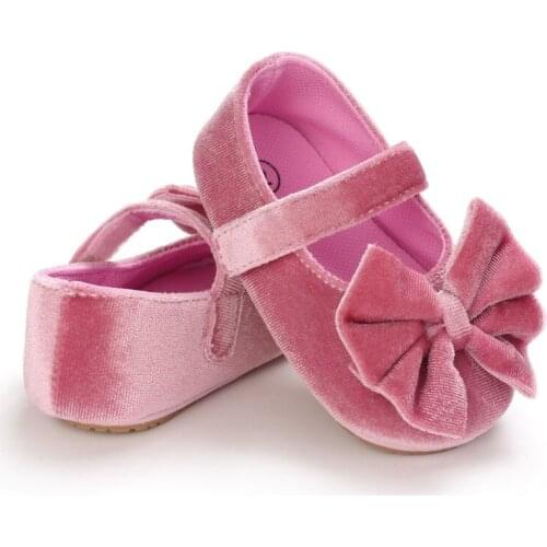 Brand New Newborn Infant Baby Girls Princess Shoes Crib Shoes 6 Style Solid Non-slip PU Leather Bowknot Baby Shoes 0-18M