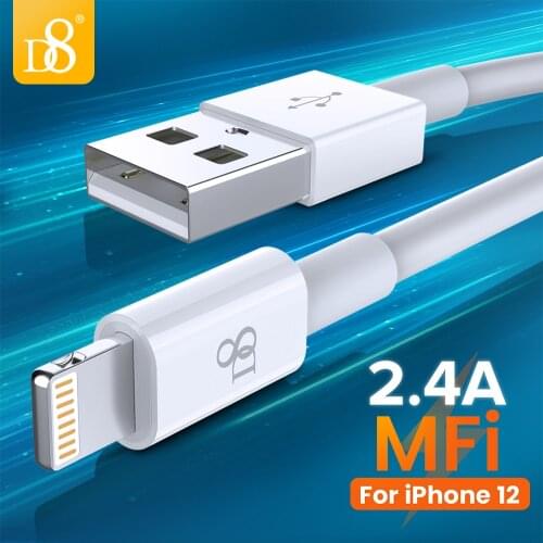 D8 2.4A MFi Lightning USB Cable for iPhone 12 11 Pro Max XS X XR 8 7 USB Fast Charging Cable USB Charger Data Cable 0.2/1/1.5m