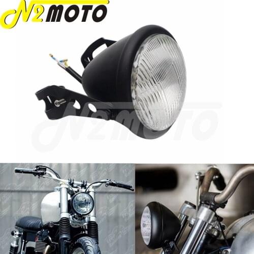 Motorcycle Old School HI/LO Beam Vintage Headlight W/ Brackets For Harley Honda Bobber Chopper Suzuki Yamaha Cafe Racer