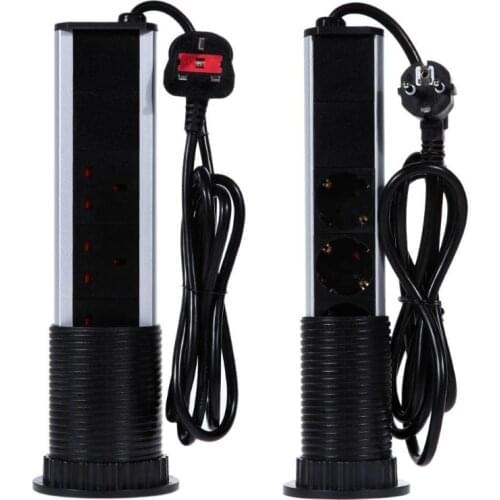 220V 16A PULL POP UP Electrical 3 Plug Socket 2 USB Kitchen Table Plug Sockets Retractable for Countertops Worktop UK/EU